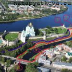 Схема движения от Плоской башни к башням Окольного города на правом берегу реки Псковы
