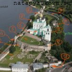 Схема Псковского Кремля на фото с высоты