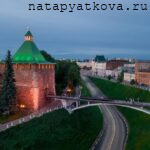 Вид сверху на пешеходный мост у Никольской башни, Зеленский съезд и здания улицы Пожарского